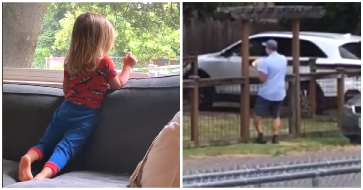 Little girl stuck at home during quarantine waits for mailman every day