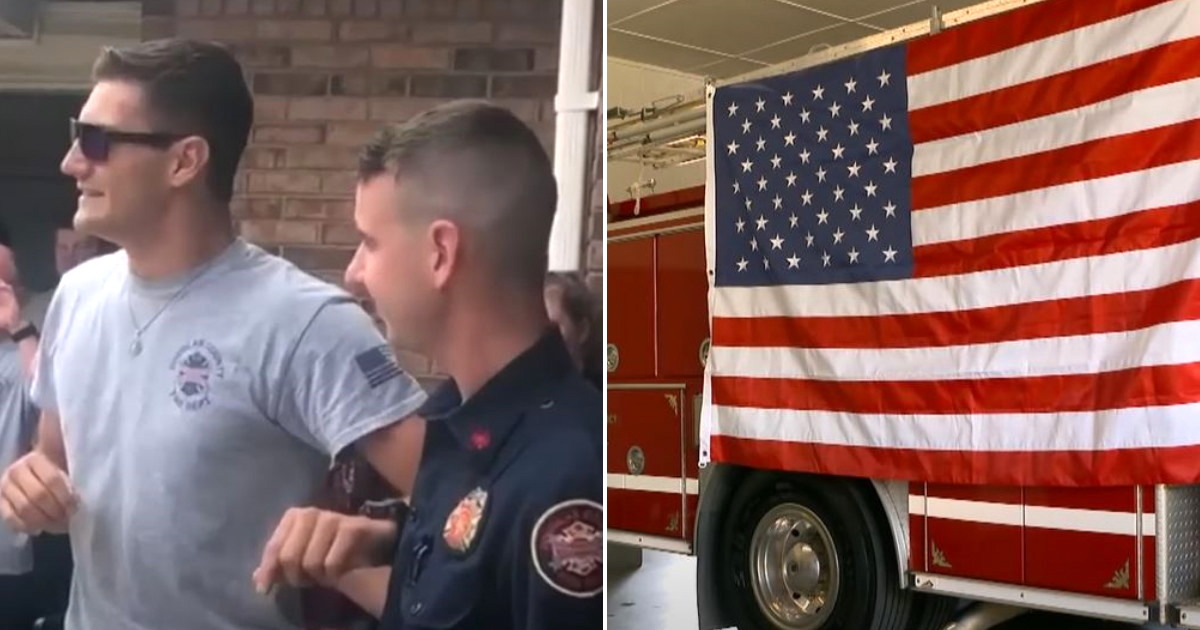 Firefighter gets emotional when he sees American flag’s colors for the ...
